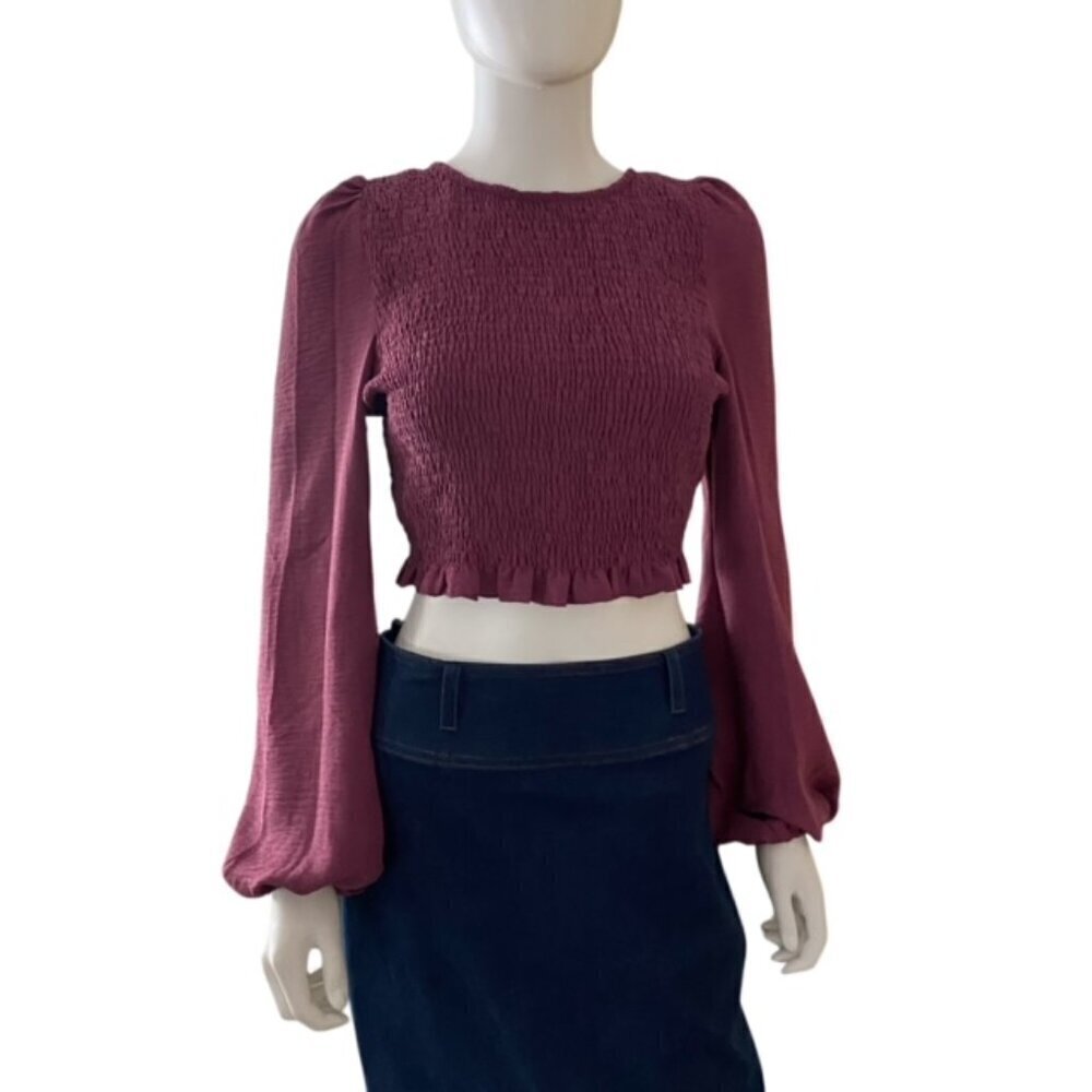 Lalavon Smocked Open Tie Back Top Medium